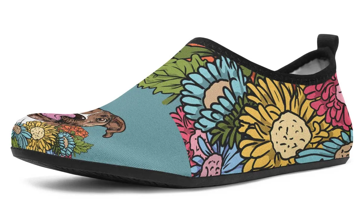 Illustrated Boxer Aqua Barefoot Shoes