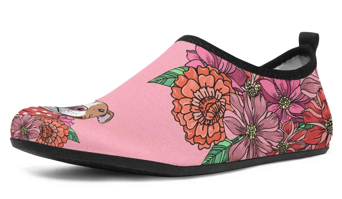 Illustrated Brown Pit Bull Aqua Barefoot Shoes