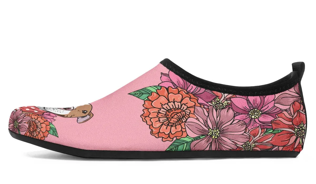 Illustrated Brown Pit Bull Aqua Barefoot Shoes