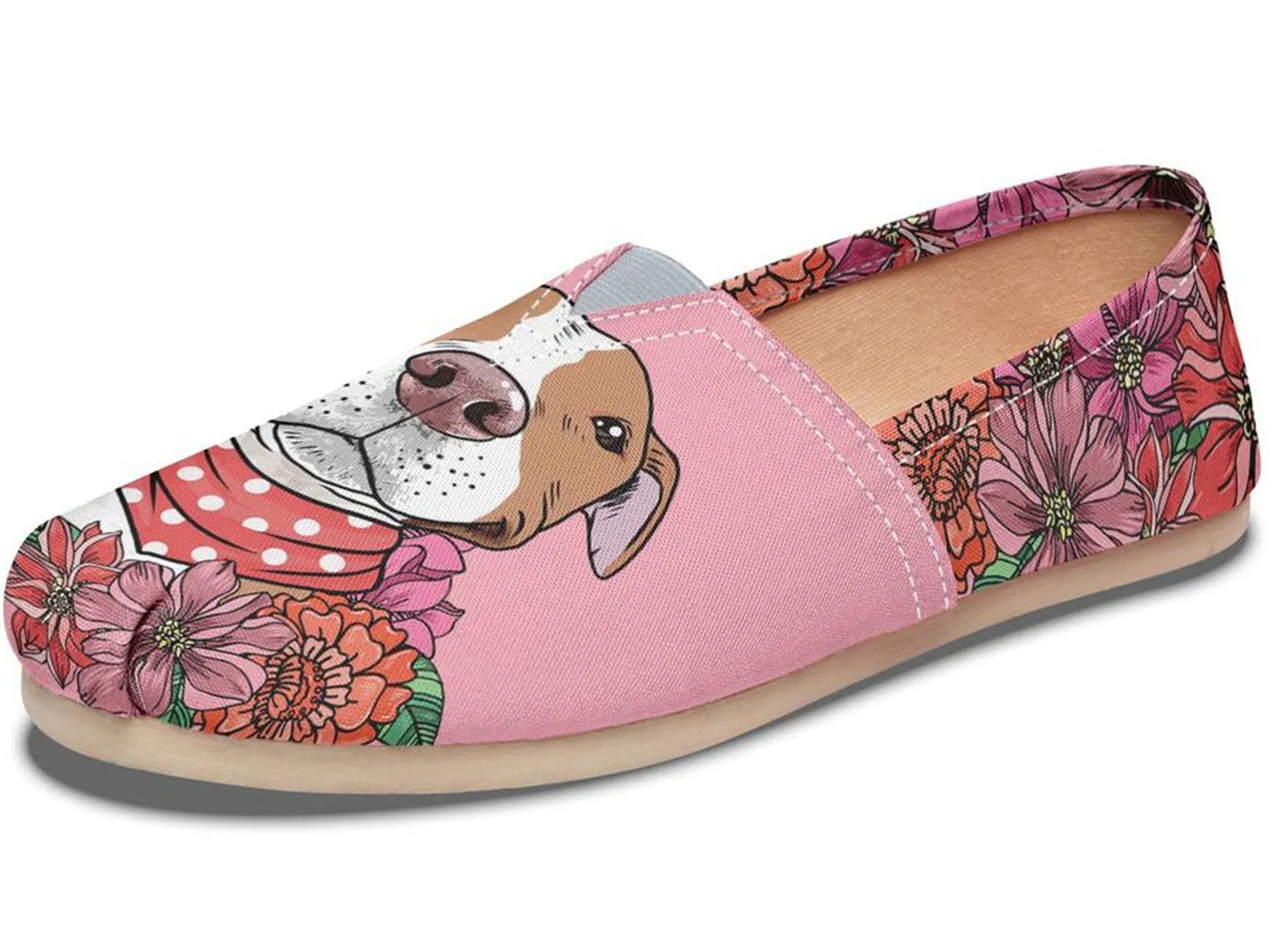 Illustrated Brown Pit Bull Casual Shoes