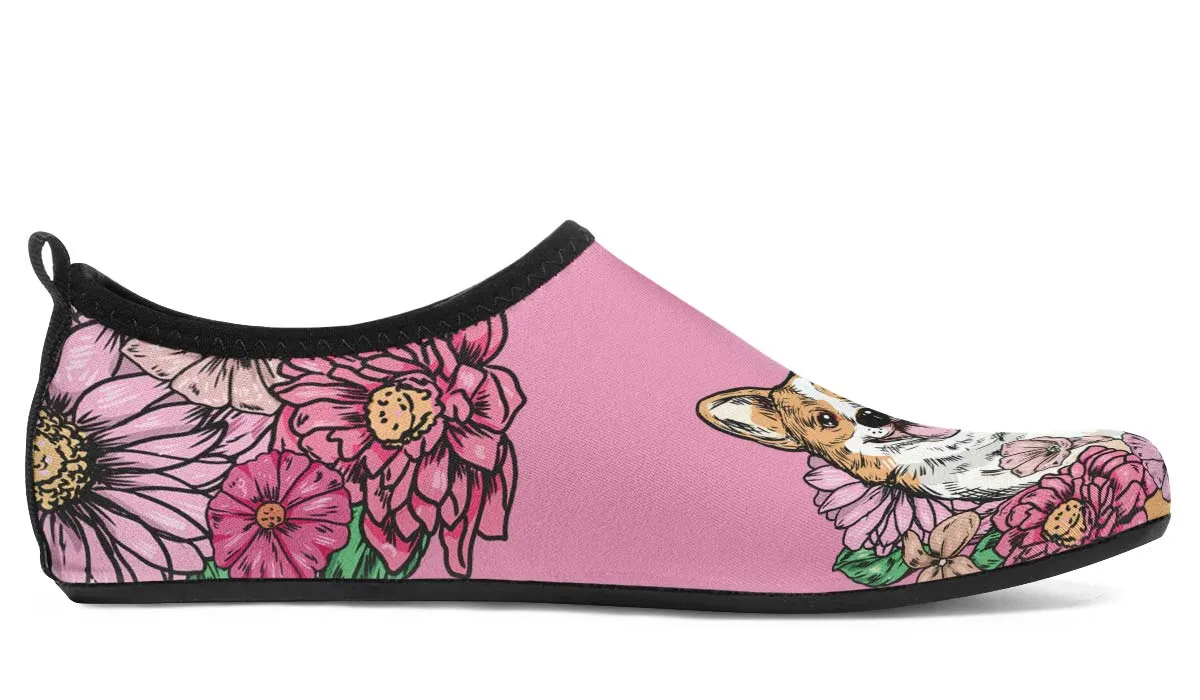 Illustrated Corgi Aqua Barefoot Shoes