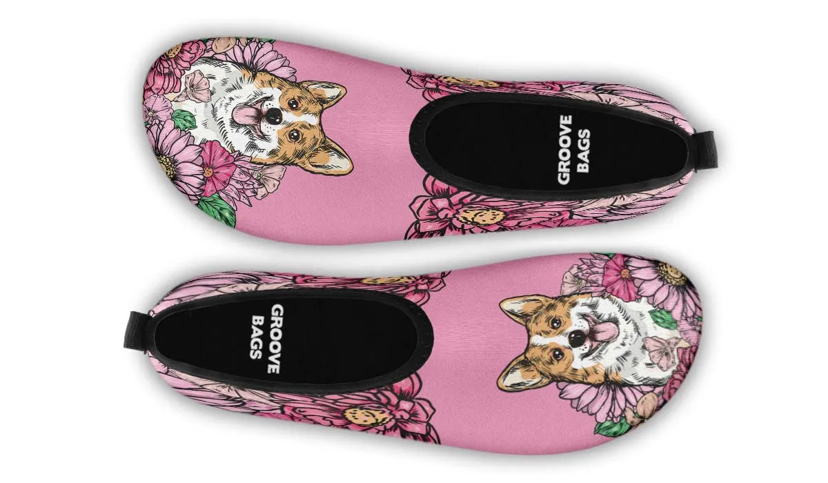 Illustrated Corgi Aqua Barefoot Shoes