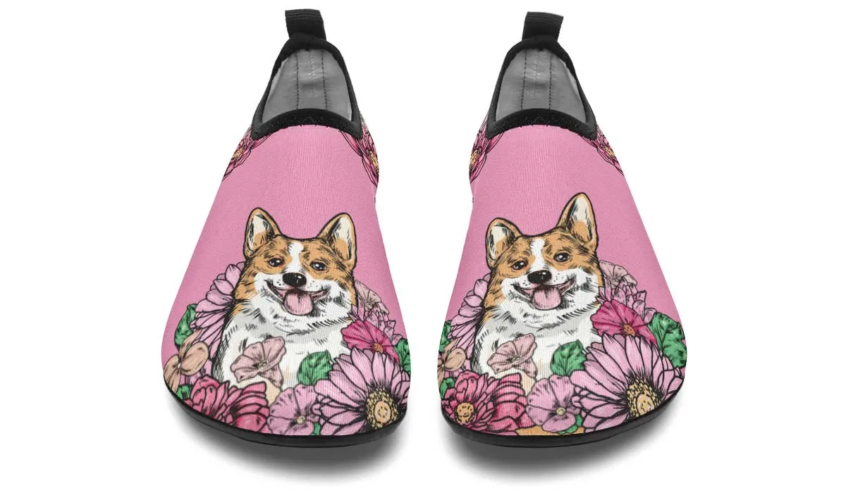 Illustrated Corgi Aqua Barefoot Shoes