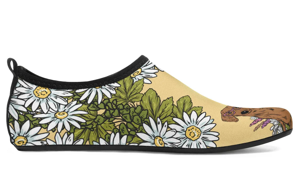 Illustrated Dachshund Aqua Barefoot Shoes