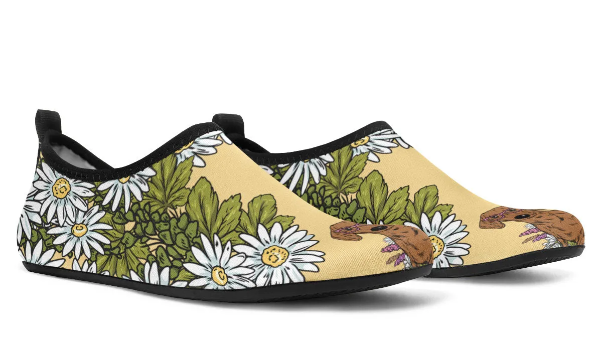 Illustrated Dachshund Aqua Barefoot Shoes