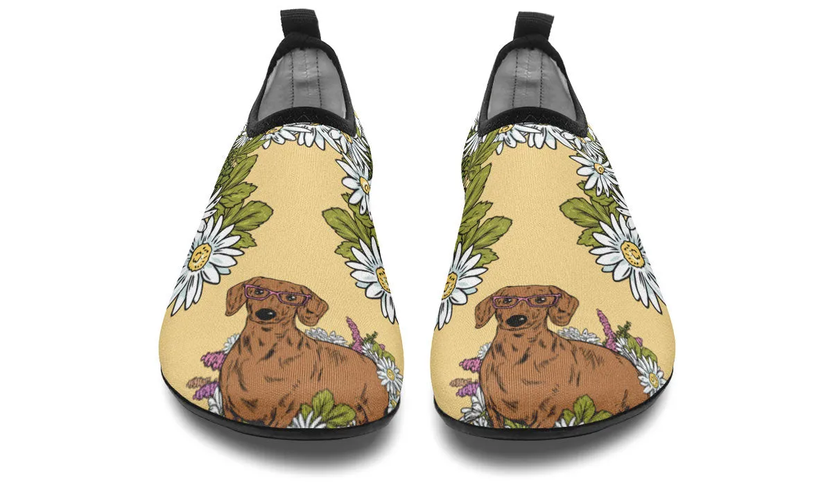 Illustrated Dachshund Aqua Barefoot Shoes