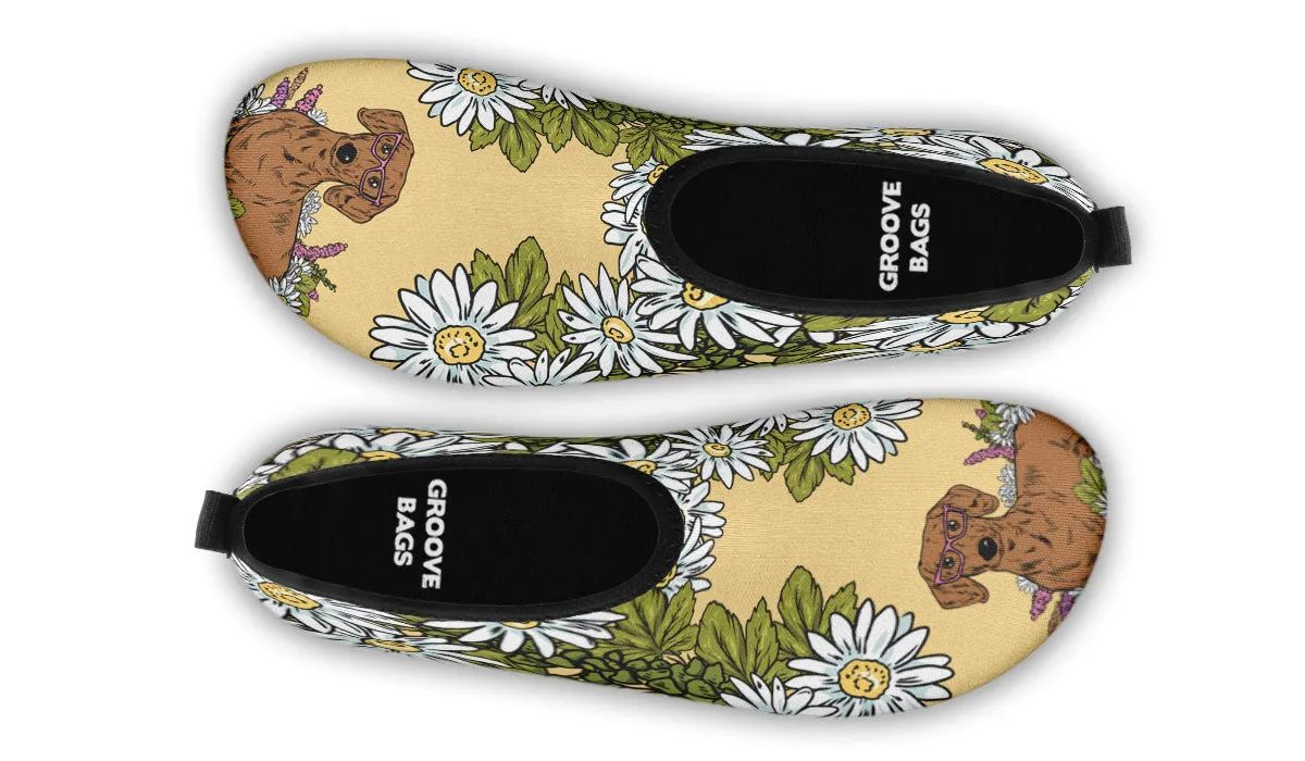 Illustrated Dachshund Aqua Barefoot Shoes