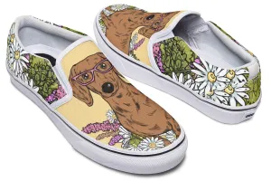 Illustrated Dachshund Slip-On Shoes