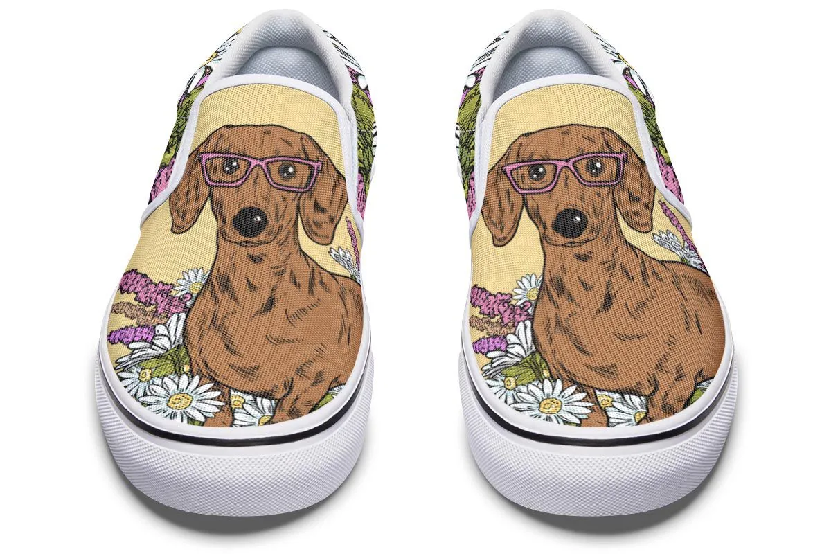 Illustrated Dachshund Slip-On Shoes