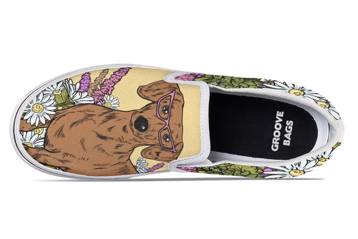 Illustrated Dachshund Slip-On Shoes