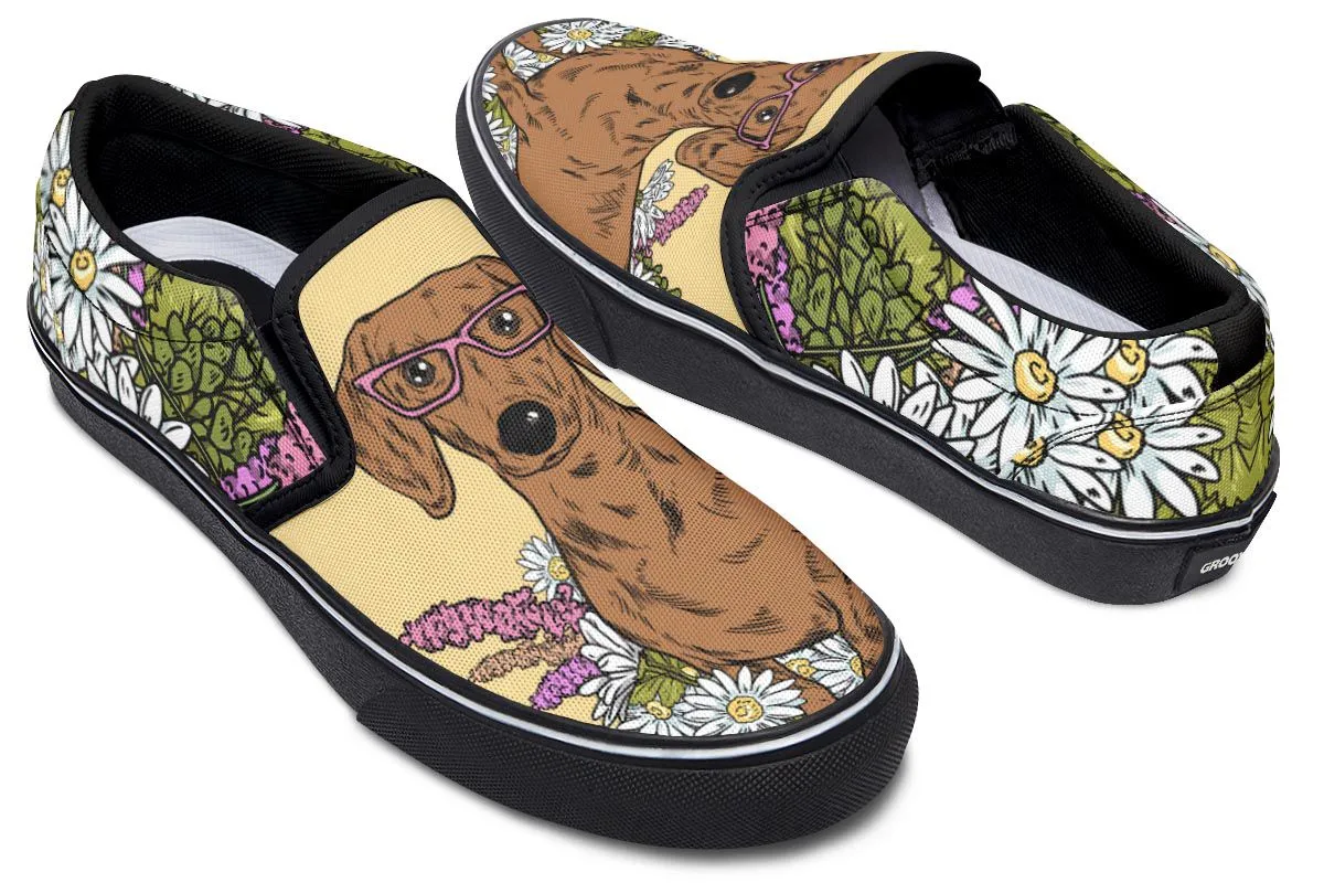 Illustrated Dachshund Slip-On Shoes