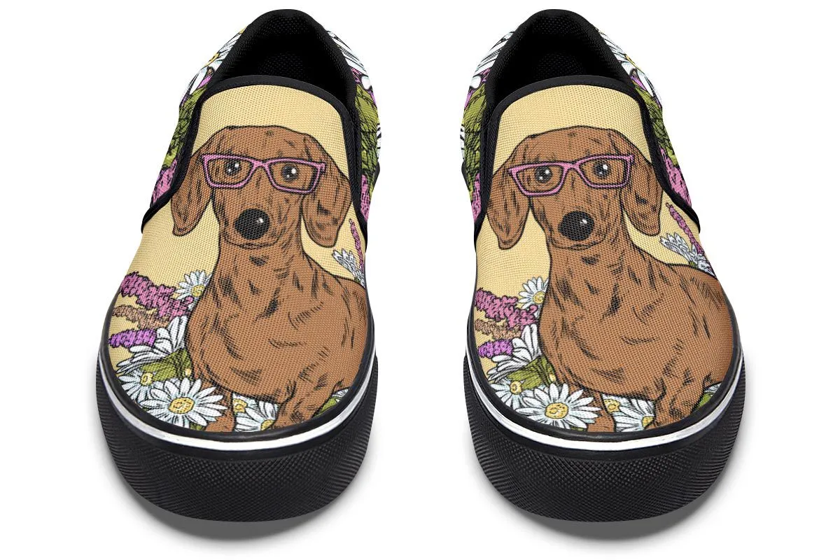 Illustrated Dachshund Slip-On Shoes