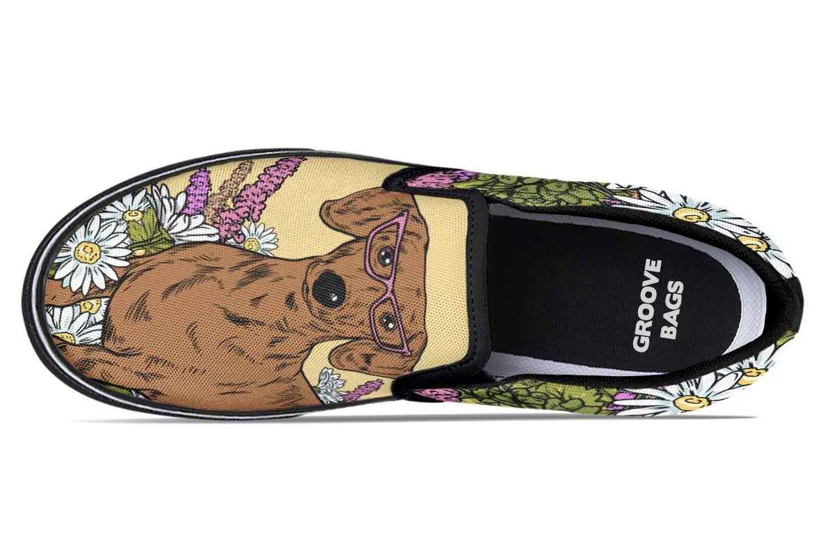 Illustrated Dachshund Slip-On Shoes