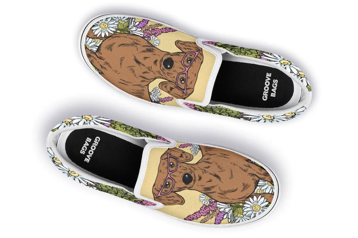 Illustrated Dachshund Slip-On Shoes