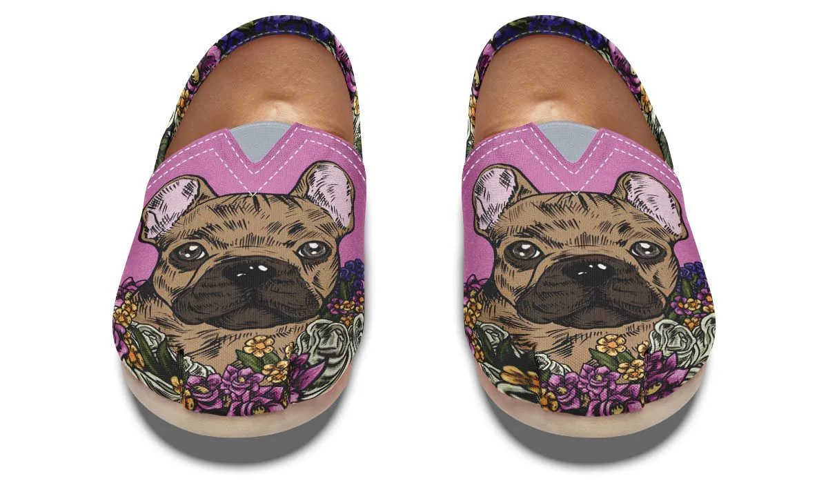 Illustrated French Bulldog Casual Shoes