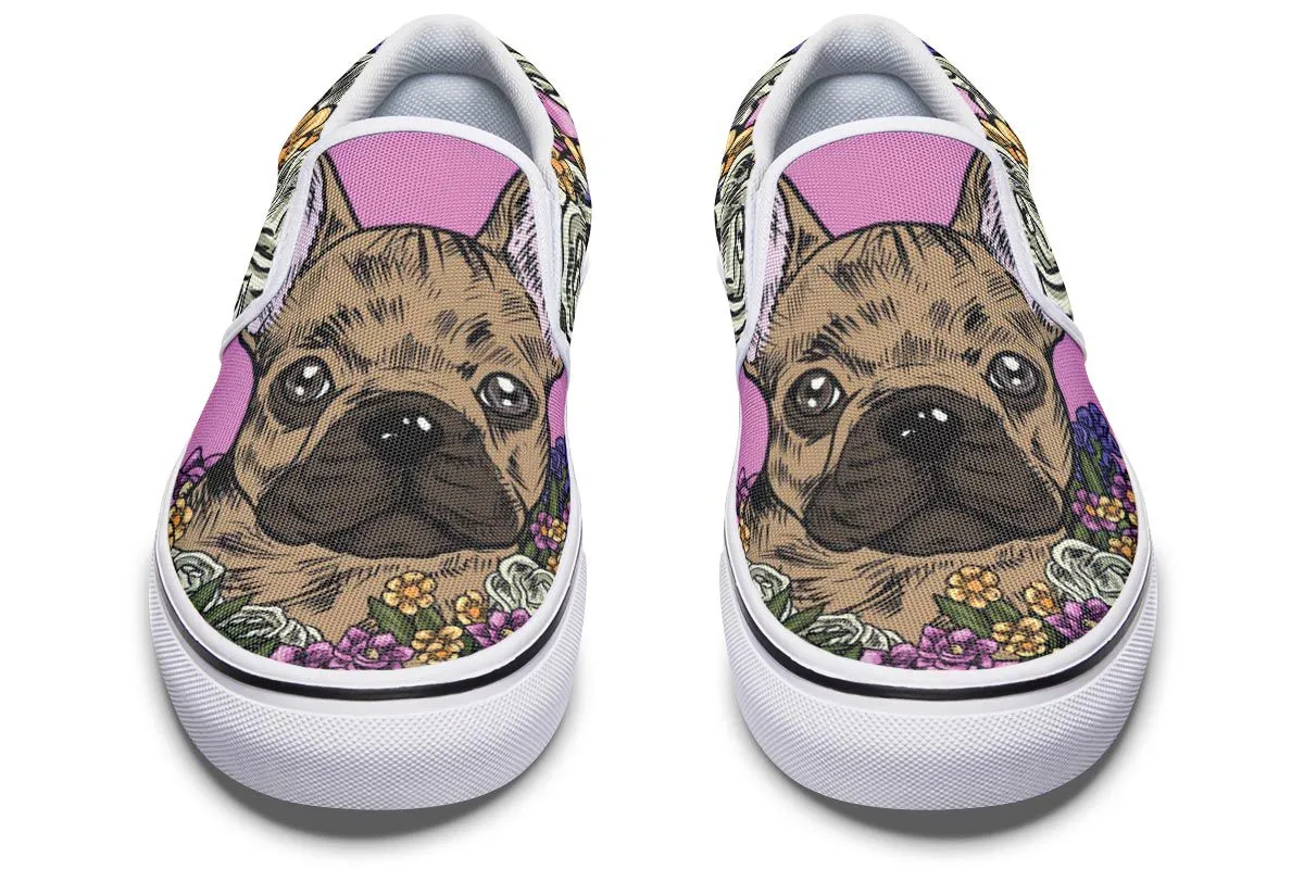 Illustrated French Bulldog Slip-On Shoes