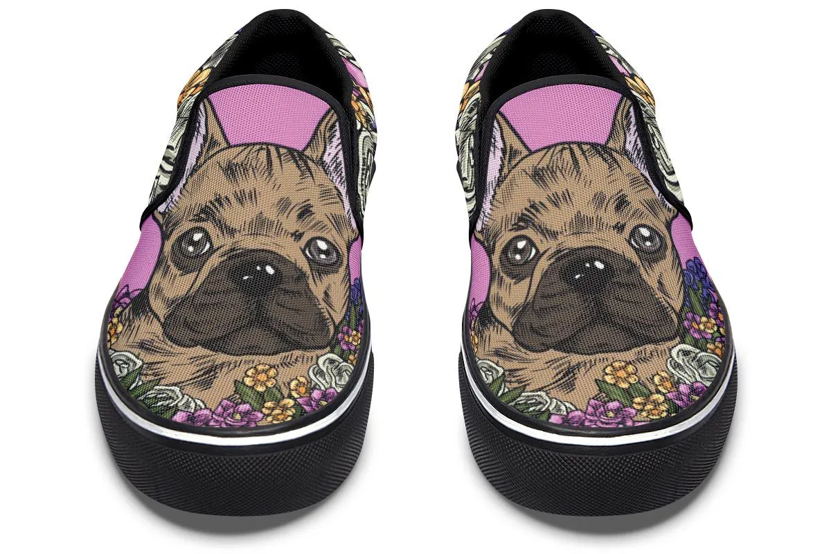 Illustrated French Bulldog Slip-On Shoes