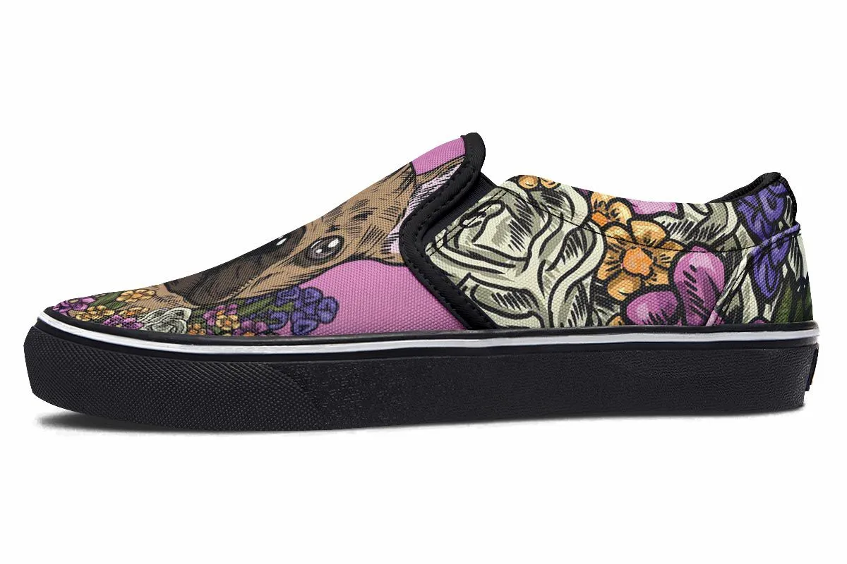 Illustrated French Bulldog Slip-On Shoes