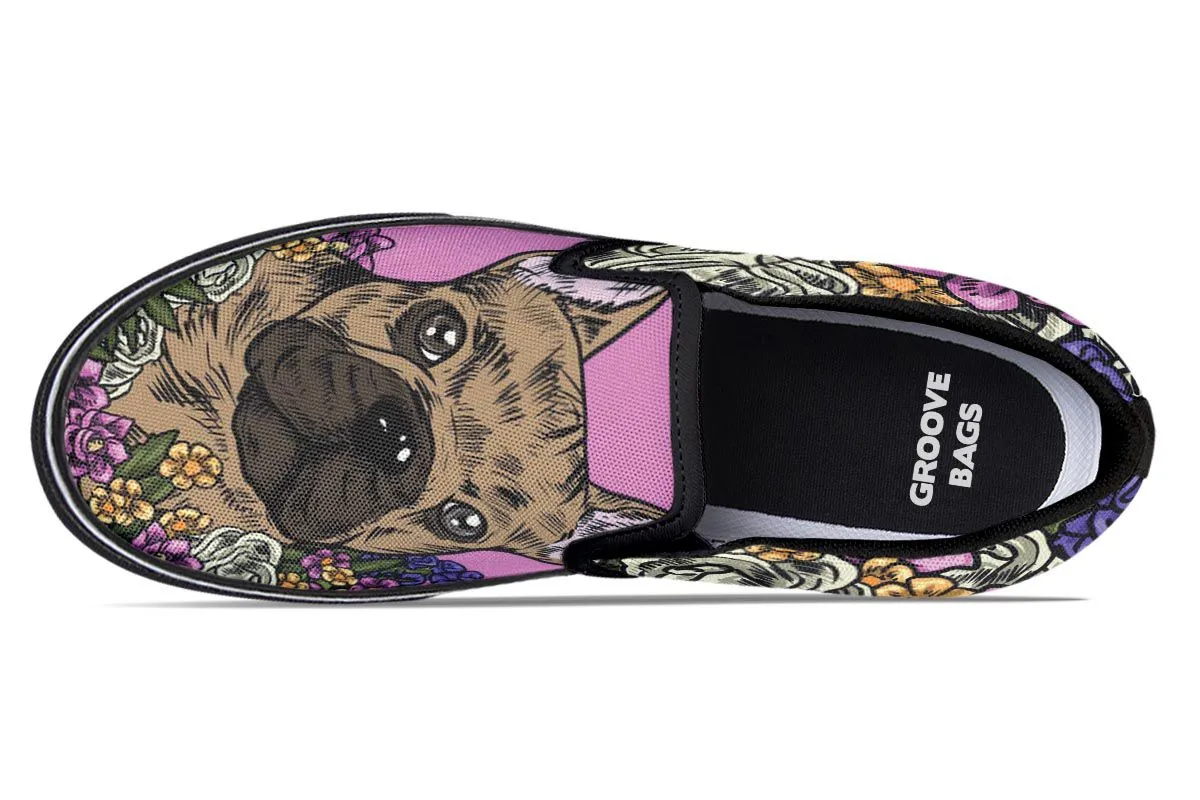 Illustrated French Bulldog Slip-On Shoes