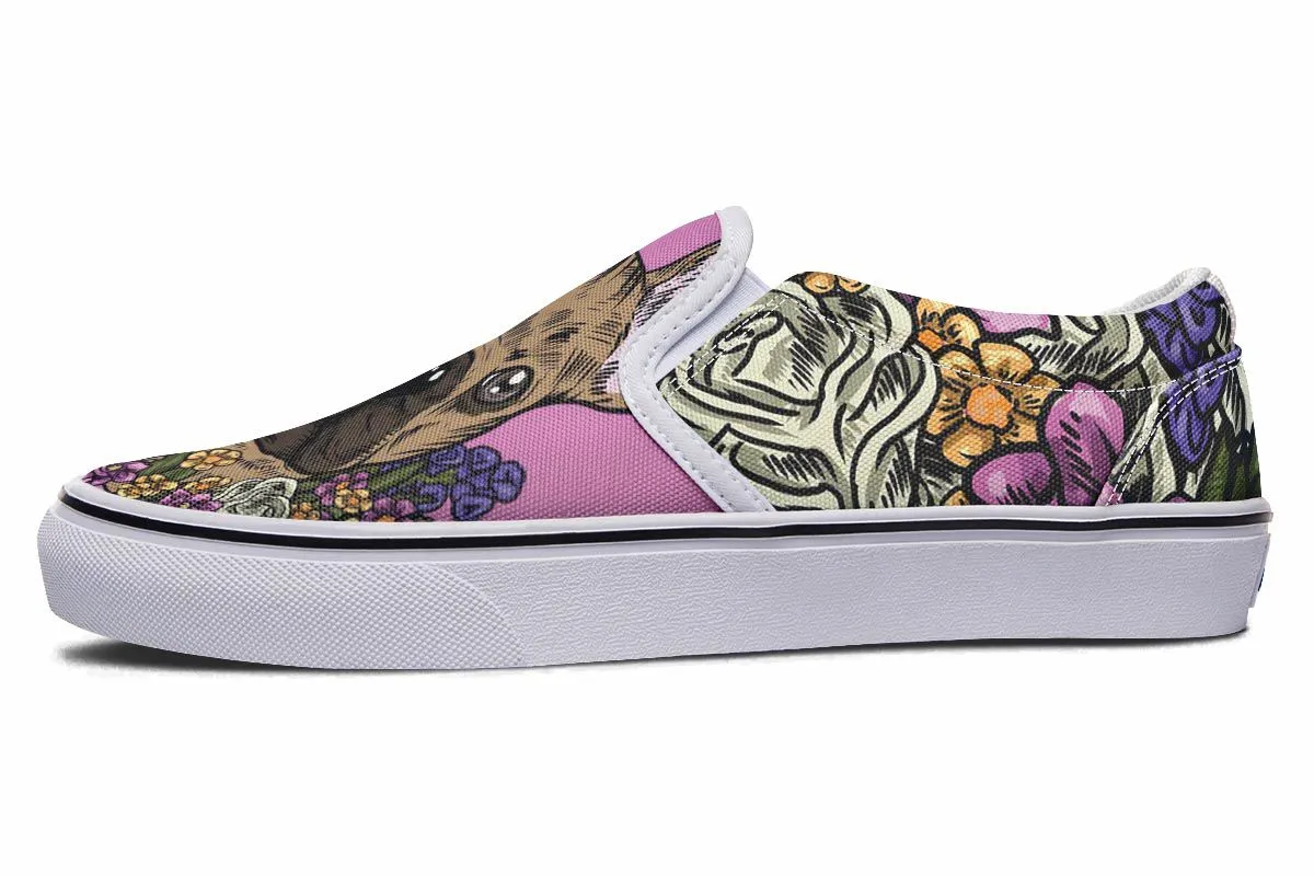 Illustrated French Bulldog Slip-On Shoes