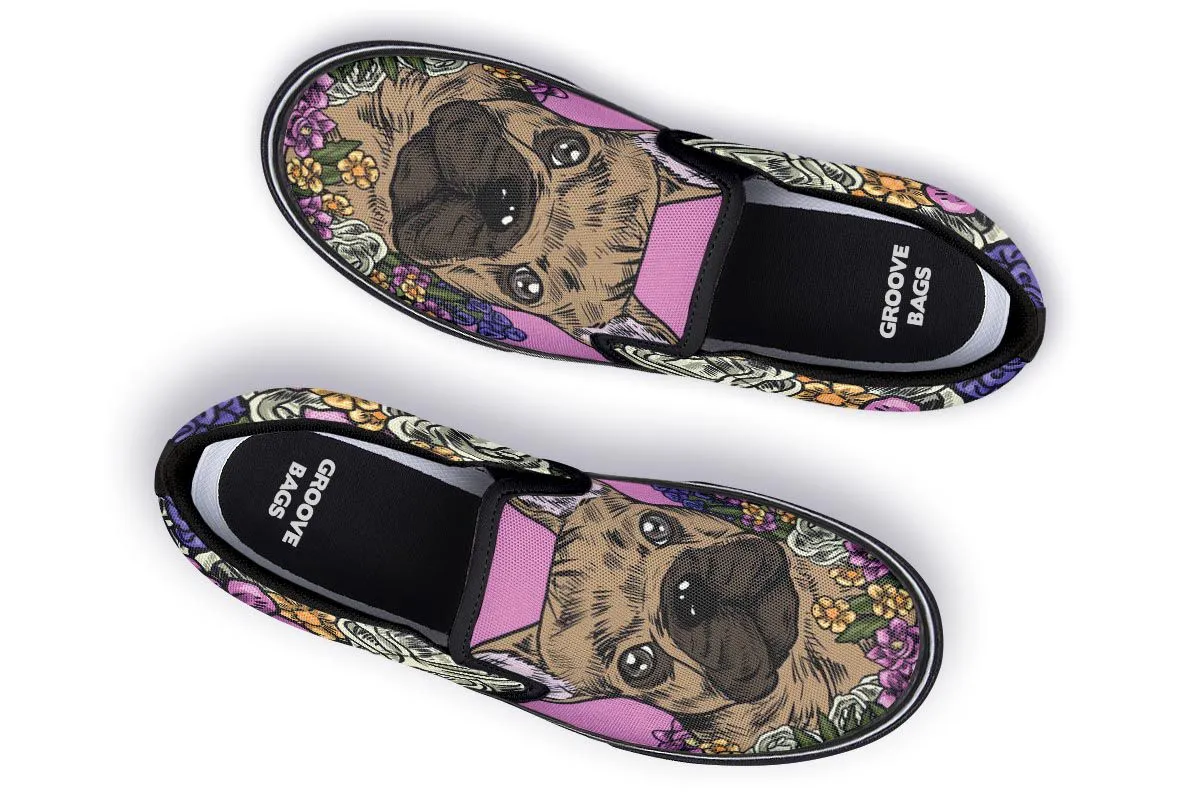 Illustrated French Bulldog Slip-On Shoes