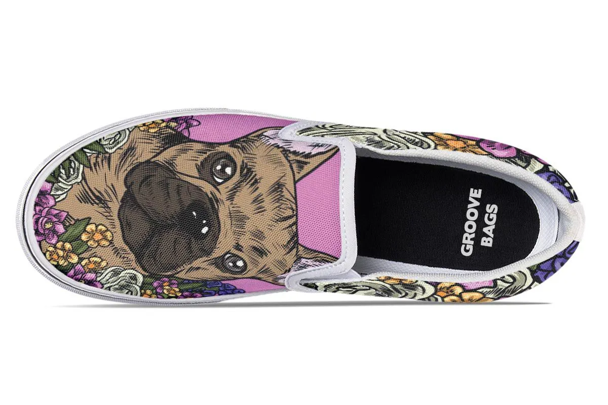 Illustrated French Bulldog Slip-On Shoes