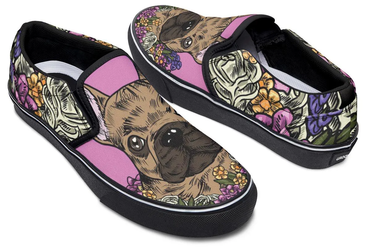 Illustrated French Bulldog Slip-On Shoes