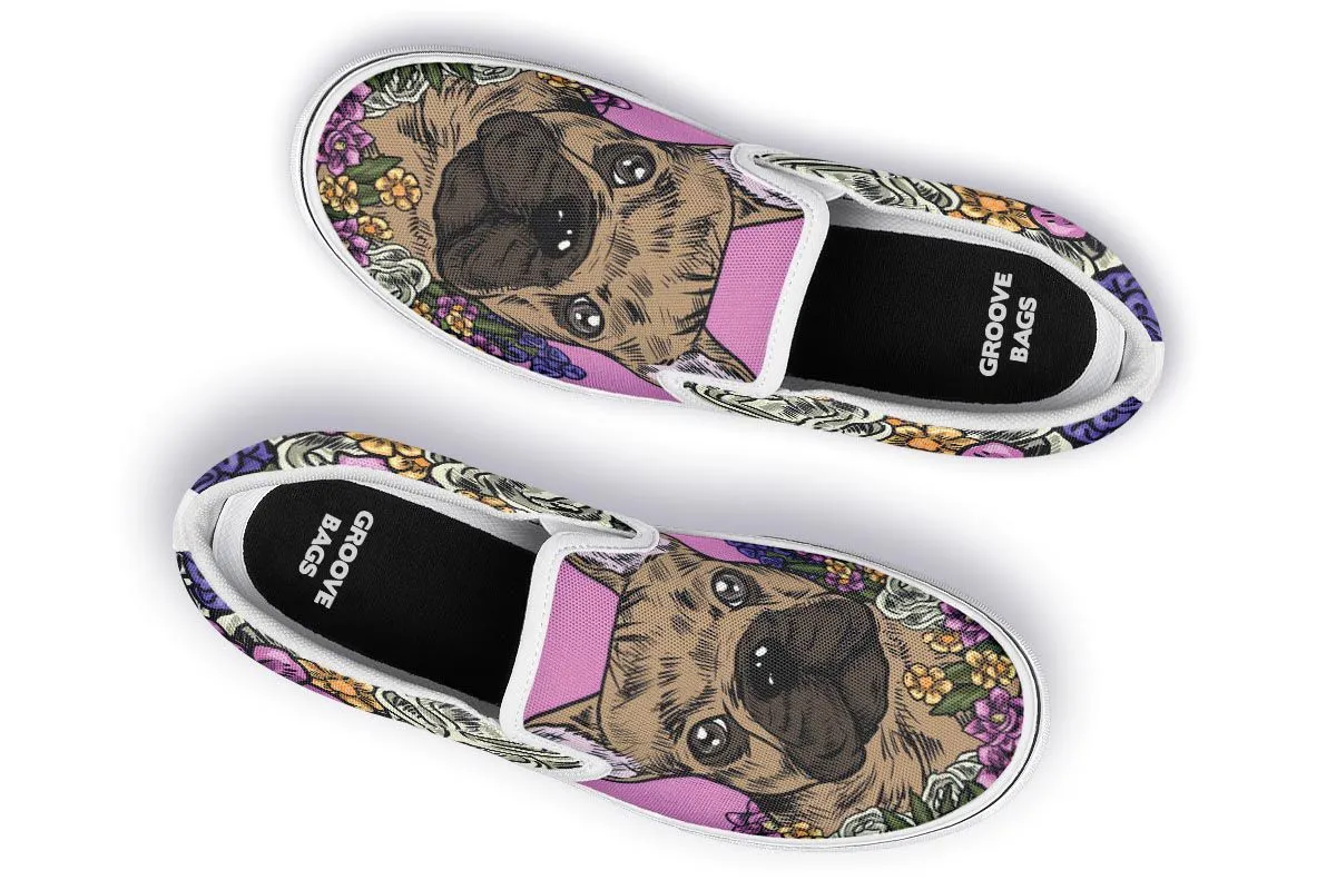 Illustrated French Bulldog Slip-On Shoes