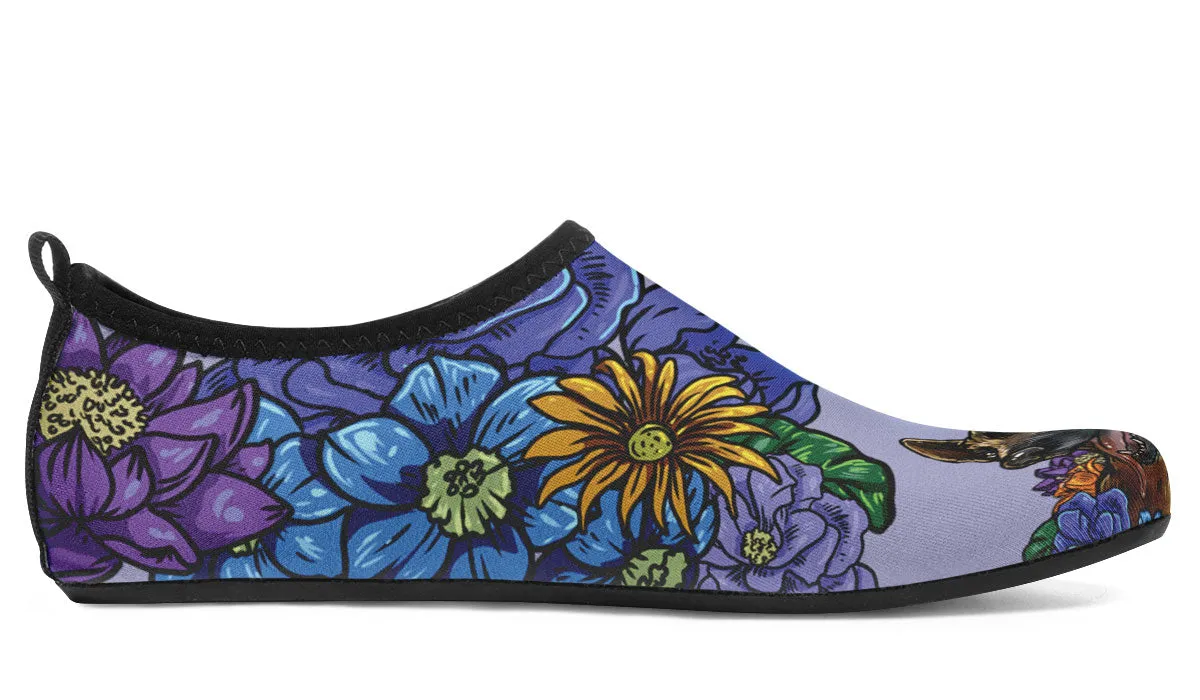 Illustrated German Shepherd Aqua Barefoot Shoes