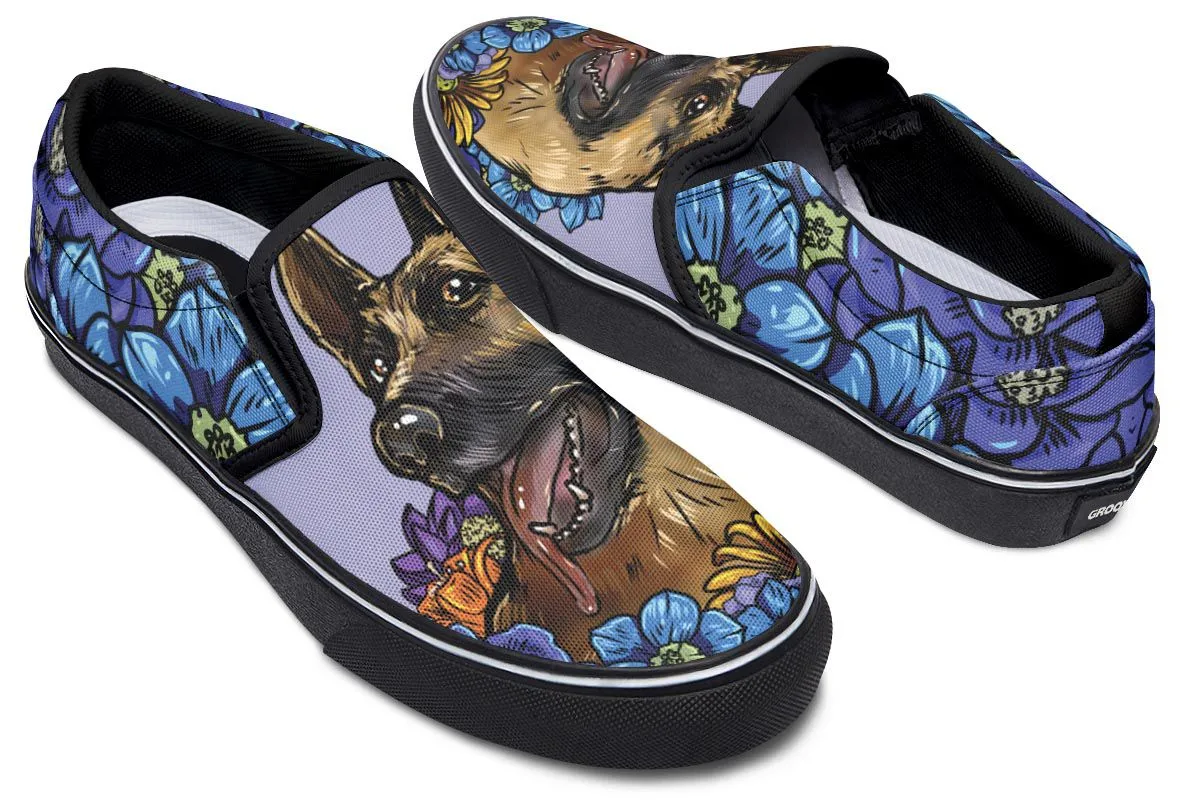 Illustrated German Shepherd Slip-On Shoes
