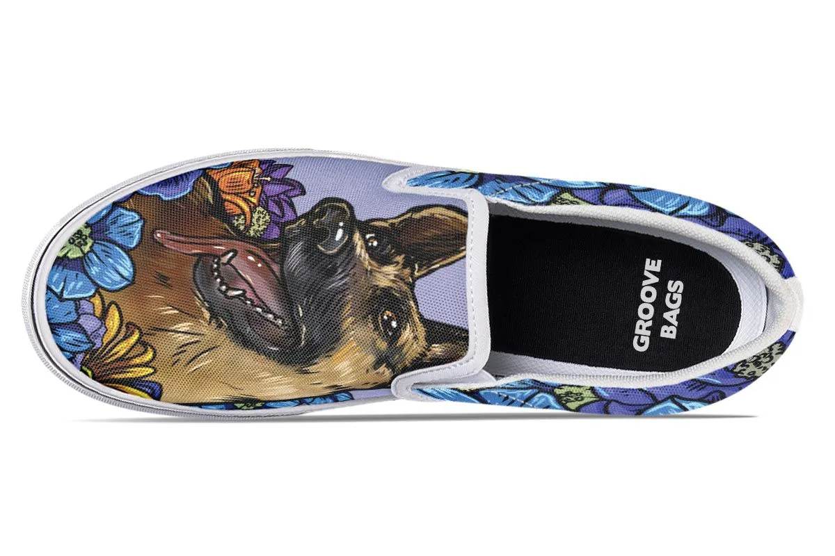 Illustrated German Shepherd Slip-On Shoes