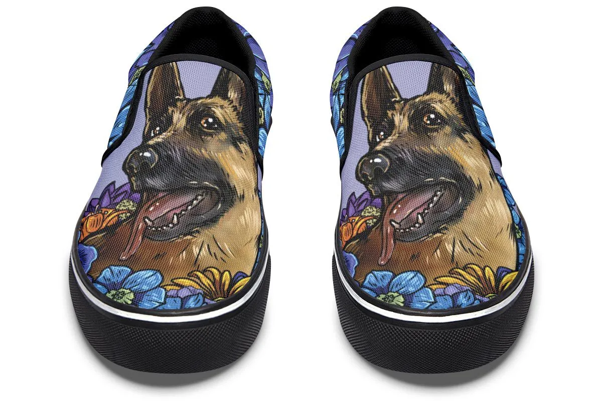 Illustrated German Shepherd Slip-On Shoes