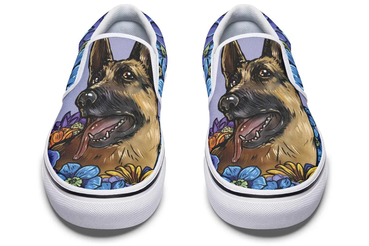 Illustrated German Shepherd Slip-On Shoes