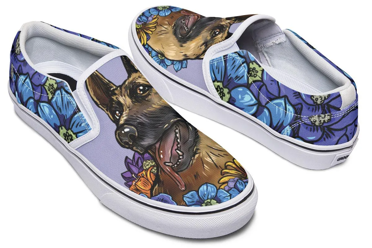 Illustrated German Shepherd Slip-On Shoes