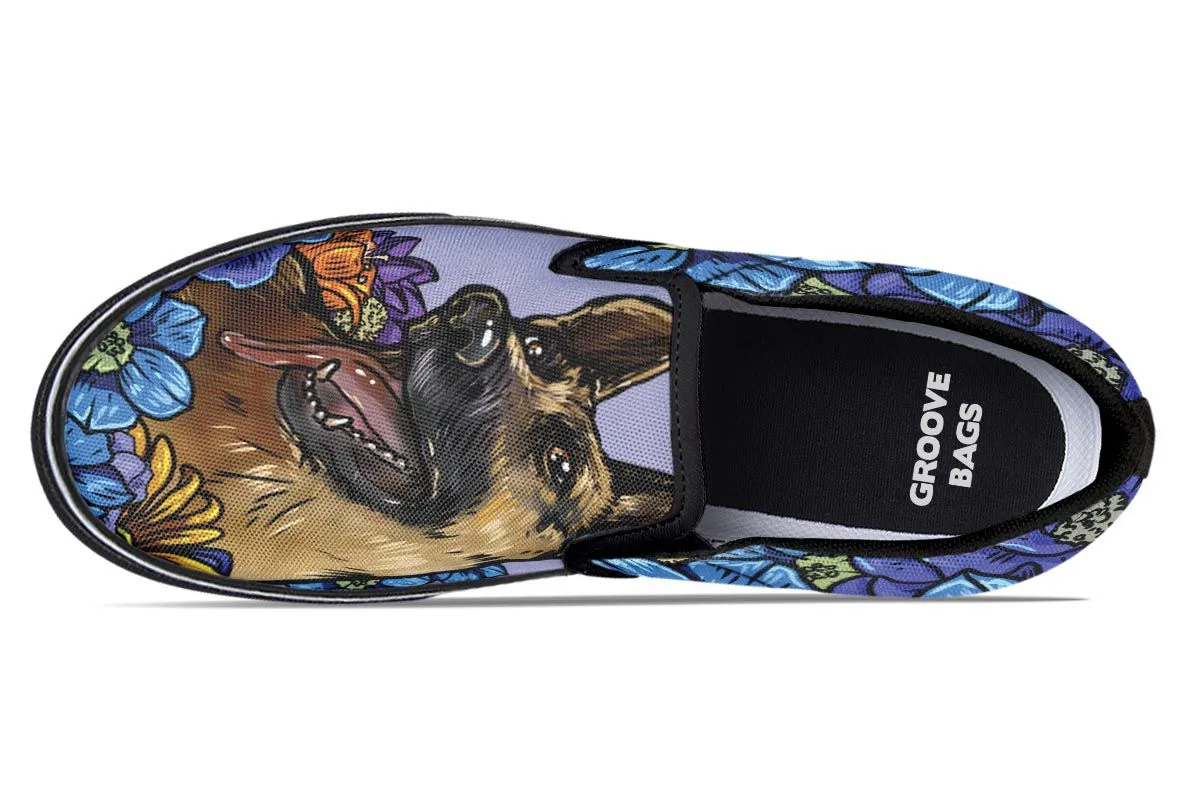 Illustrated German Shepherd Slip-On Shoes