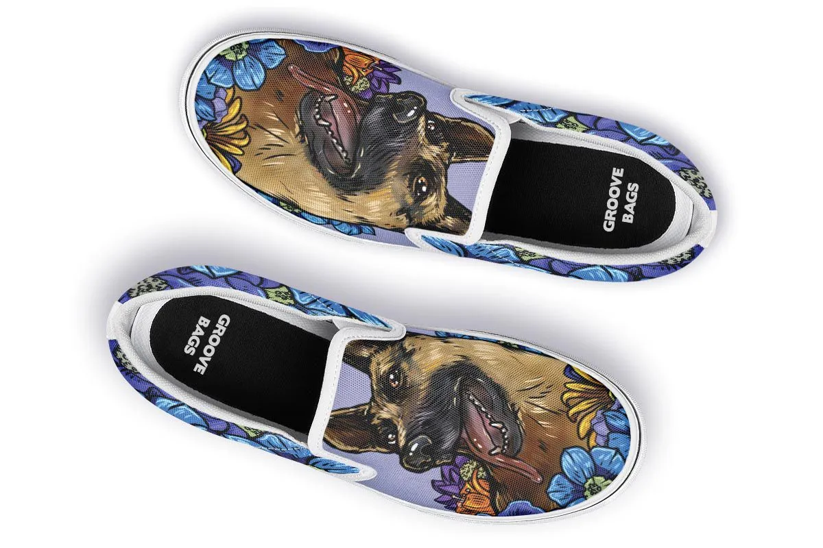 Illustrated German Shepherd Slip-On Shoes