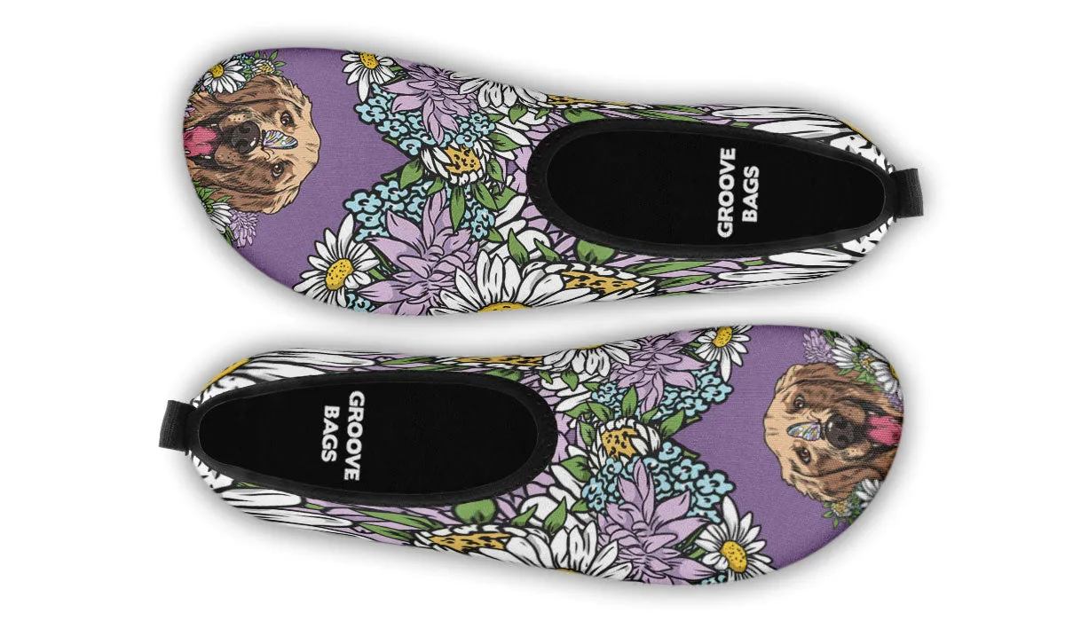 Illustrated Golden Retriever Aqua Barefoot Shoes