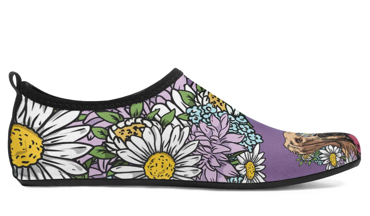 Illustrated Golden Retriever Aqua Barefoot Shoes