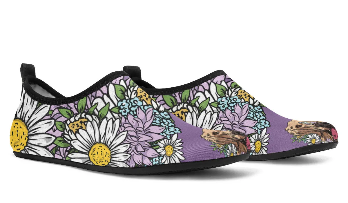 Illustrated Golden Retriever Aqua Barefoot Shoes