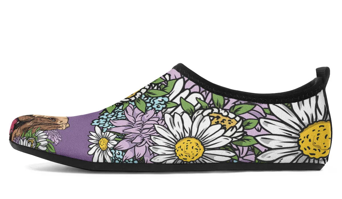 Illustrated Golden Retriever Aqua Barefoot Shoes