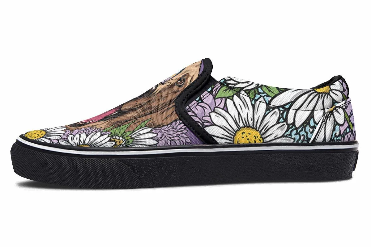 Illustrated Golden Retriever Slip-On Shoes