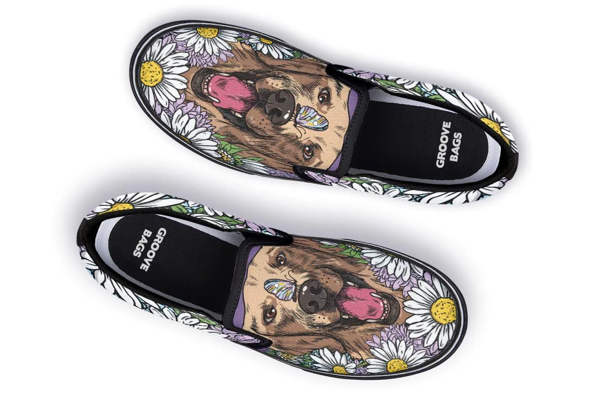 Illustrated Golden Retriever Slip-On Shoes