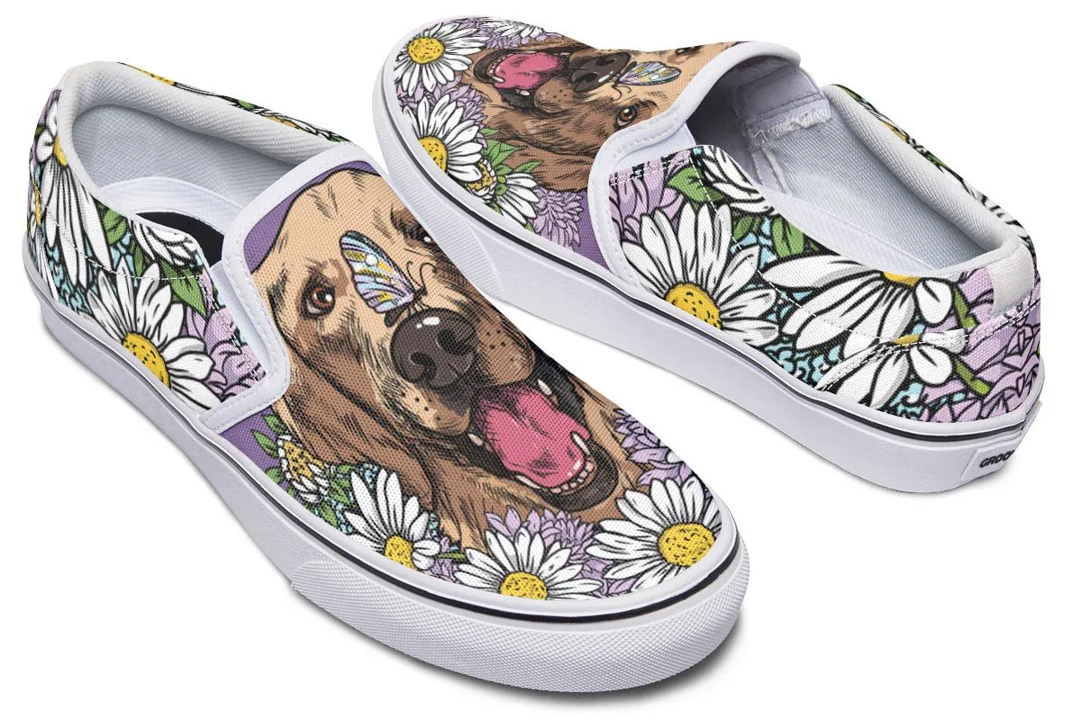 Illustrated Golden Retriever Slip-On Shoes