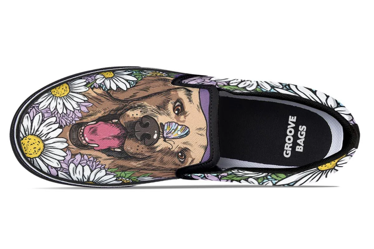 Illustrated Golden Retriever Slip-On Shoes