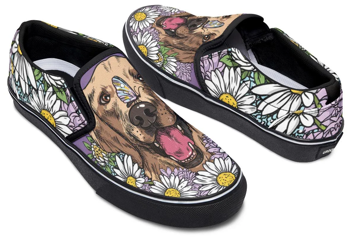 Illustrated Golden Retriever Slip-On Shoes