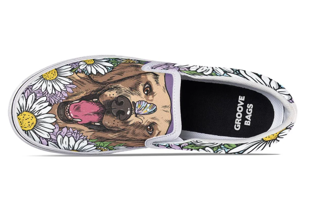 Illustrated Golden Retriever Slip-On Shoes