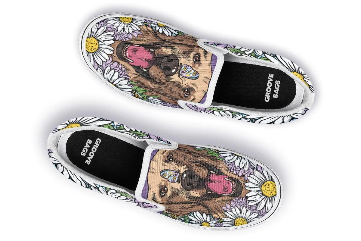 Illustrated Golden Retriever Slip-On Shoes