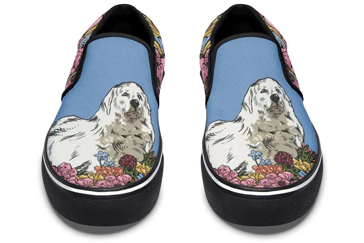 Illustrated Great Pyrenees Slip-On Shoes