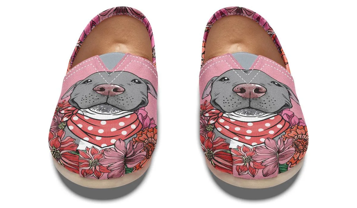 Illustrated Grey Pit Bull Casual Shoes