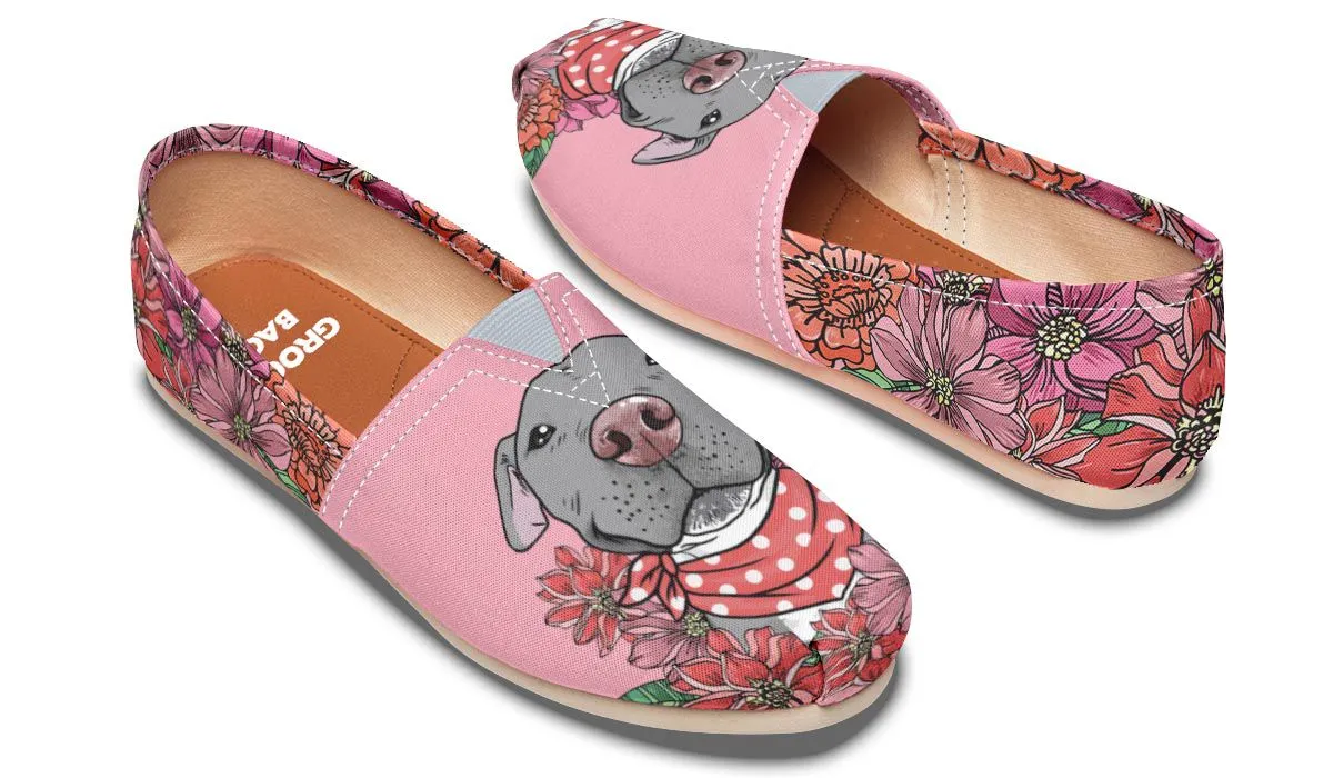 Illustrated Grey Pit Bull Casual Shoes